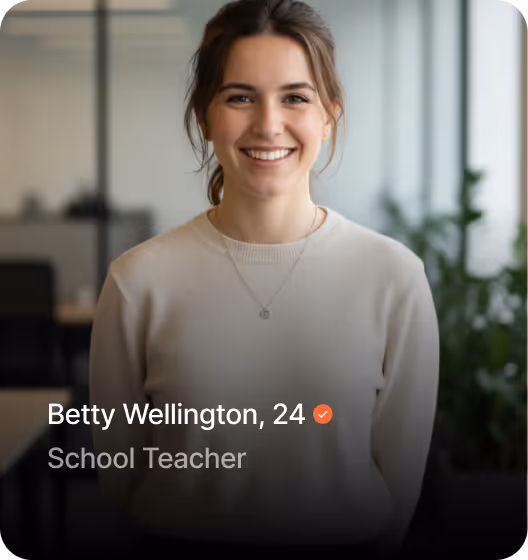 App UI Screen Showing Room mate candidate profile